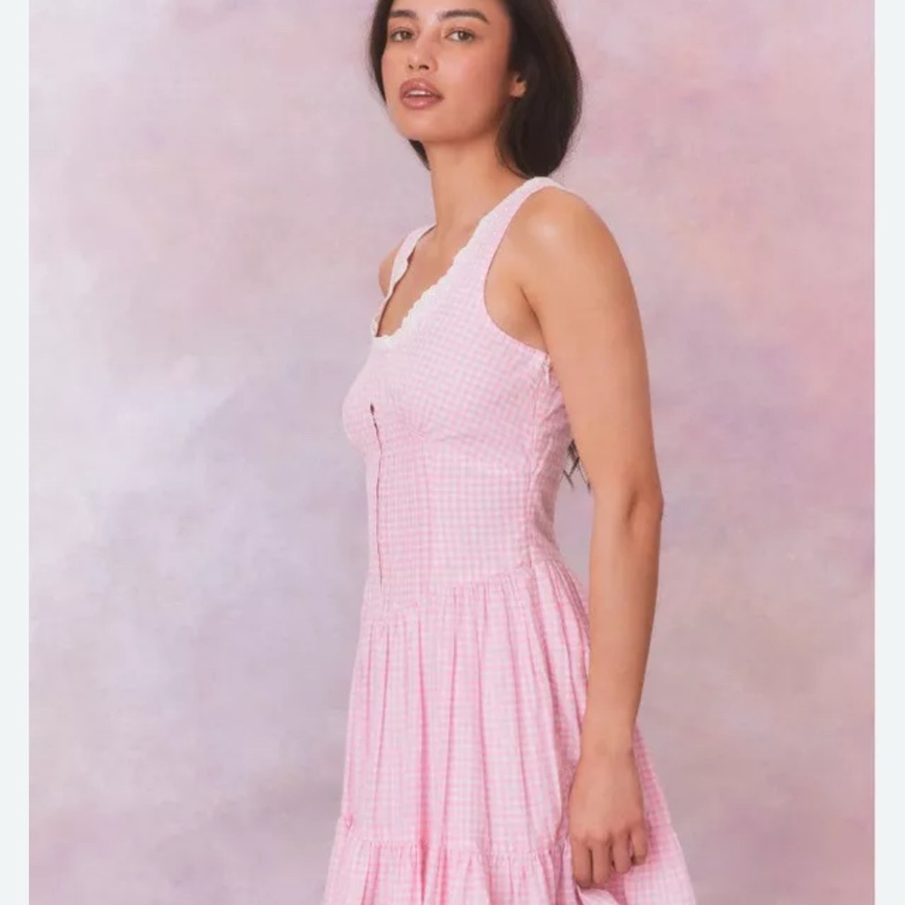 Loveshackfancy like new Pink Gingham Sleeveless Dress size 2